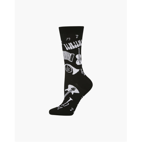 Womens Bamboo Music Socks Black White Musical Instruments 'All That Jazz' Size 2-8