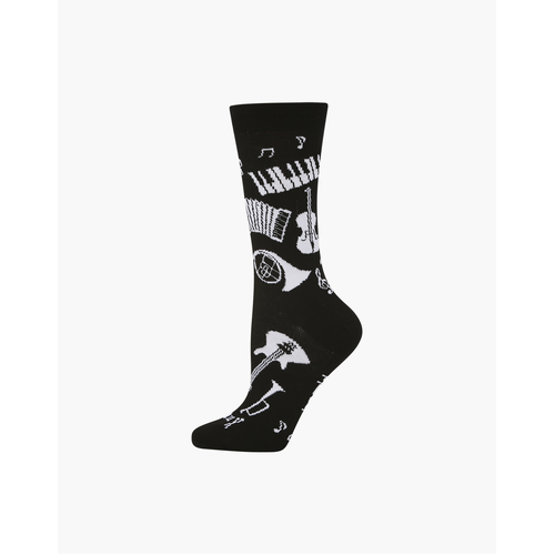 Womens Bamboo Music Socks Black White Musical Instruments 'All That Jazz' Size 2-8