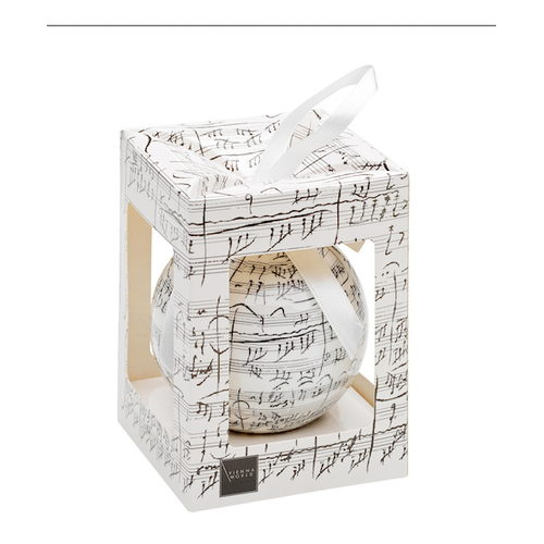 Christmas Decoration White Ball with Beethoven Manuscript