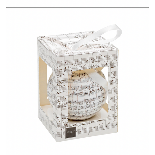 Christmas Decoration White Ball with Mozart Manuscript