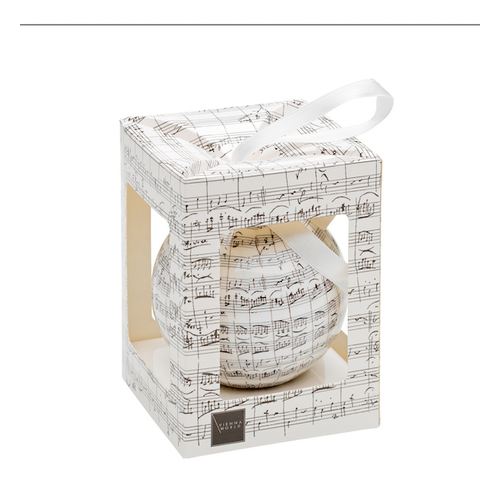 Christmas Decoration White Ball with Mozart Manuscript