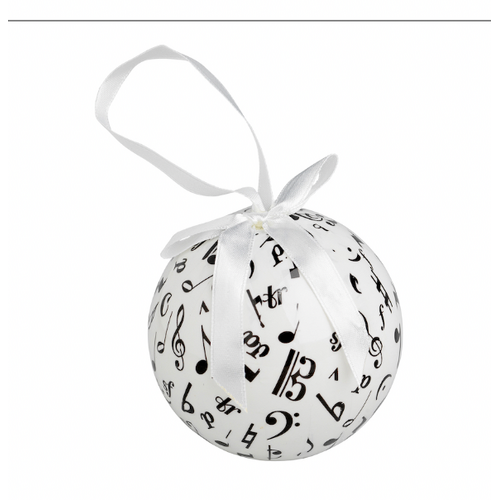 Christmas Decoration White Ball with Black Music Symbols