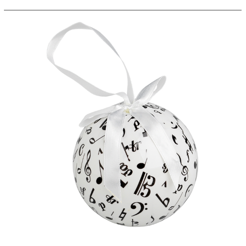 Christmas Decoration White Ball with Black Music Notes