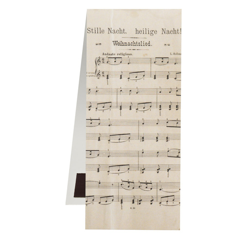Magnetic Christmas Inspired Bookmark - Silent Night Manuscript, 10.5 x 4.4cm