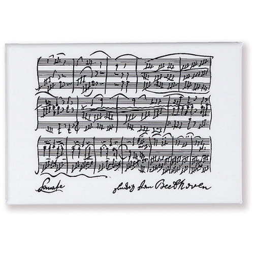 Beethoven Manuscript Fridge Magnet - Black and White, 5.3 x 7.8cm