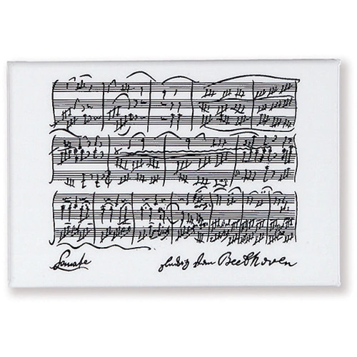 Beethoven Manuscript Fridge Magnet - Black and White, 5.3 x 7.8cm