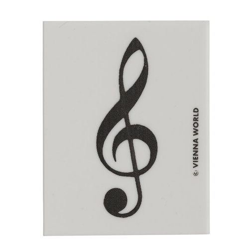 White Eraser with Black Treble Clef