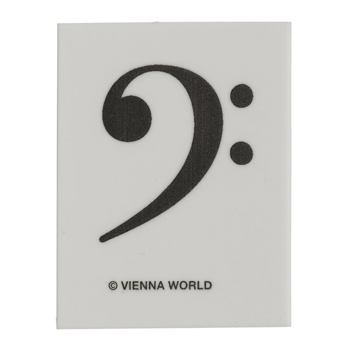 White Music Eraser with Black Bass Clef - Rectangular, 4.5 x 3.5 x 0.9 cm