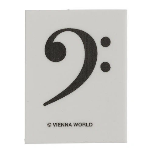White Music Eraser with Black Bass Clef, Rectangular, 4.5 x 3.5 x 0.9cm