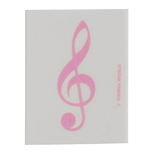 White Eraser with Pink Treble Clef, 4.5 x 3.5 x 0.9 cm