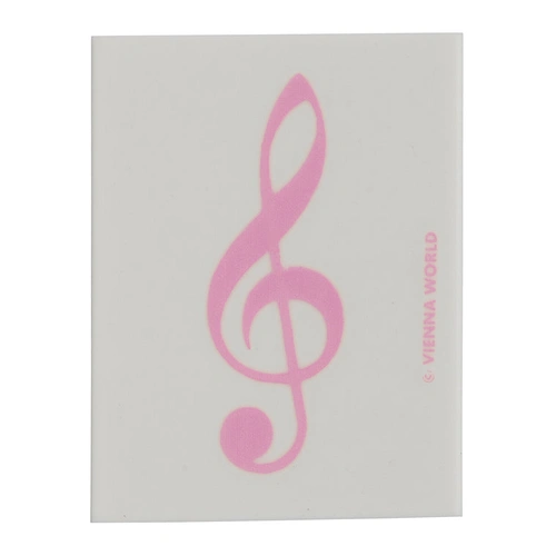 White Eraser with Pink Treble Clef, 4.5 x 3.5 x 0.9 cm