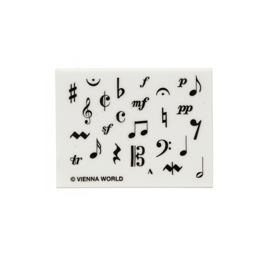 White Eraser with Black Music Symbols