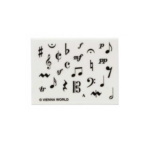 White Eraser with Black Music Symbols
