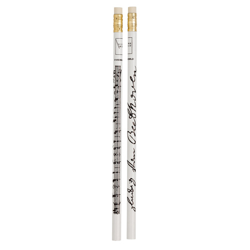 Beethoven Manuscript Pencil White with Black Print and Eraser