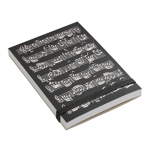 Black Notepad with Sheet Music - 7.3x10.4cm, 90 Sheets