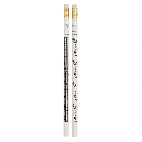 Mozart Manuscript Pencil - White with Black Print and Eraser