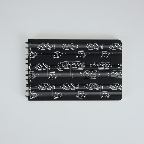 A5 Spiral Notebook Black - 48 Lined & 48 Music Manuscript Sheets
