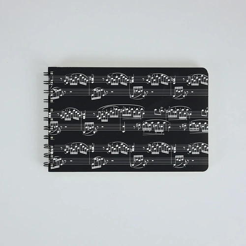 A5 Black Spiral Notebook with 48 Lined and 48 Music Manuscript Sheets