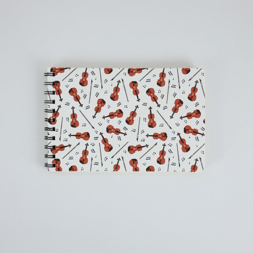 A5 Spiral Notebook with Violins/Violas and Bows, 48 Lined & 48 Stave Sheets