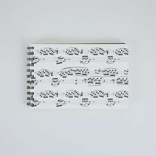 A5 Spiral Notebook White with Black Music Manuscript - 48 Lined & 48 Stave Sheets