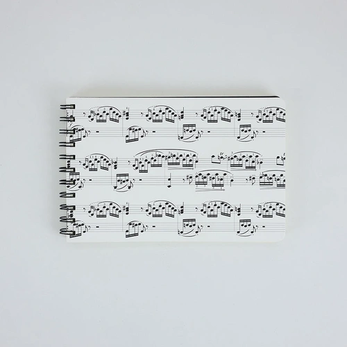 A5 Spiral Notebook White with Black Music Manuscript - 48 Lined & 48 Stave Sheets