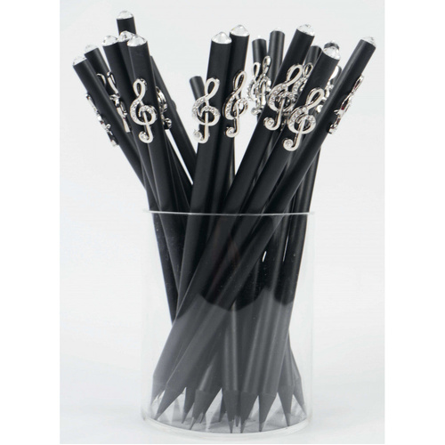 Black Pencil with Silver Treble Clef Charm