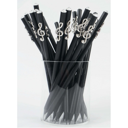 Black Pencil with Silver Treble Clef Charm