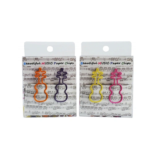 Colourful Violin Paper Clips - Pack of 12 in Blue, Pink, Red, and Yellow