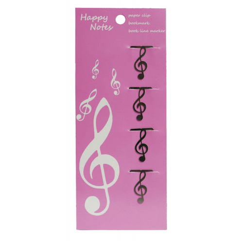 Stainless Steel Treble Clef Paper Clips Pack of 4