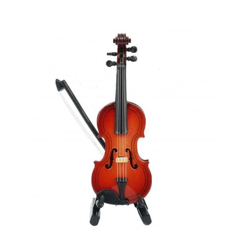 Miniature Wooden Violin with Bow Case and Stand 8cm