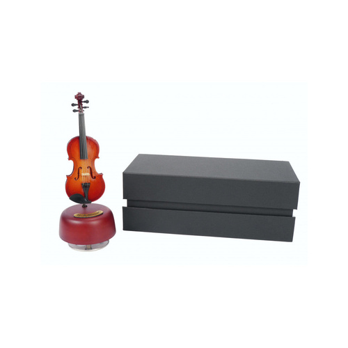 Miniature Violin Music Box - Plays Eine Kleine Nachtmusik, 14cm Height, Gift Case Included