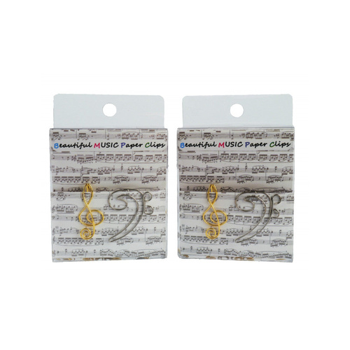 Gold Treble Clef & Silver Bass Clef Paper Clips - Pack of 12