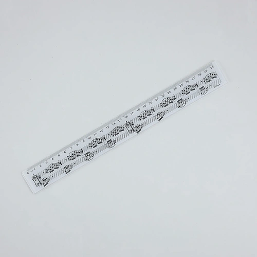 30cm Music Ruler White with Black Manuscript Acrylic