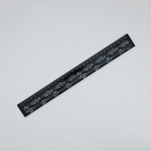 30cm Black Music Ruler with White Manuscript - Acrylic