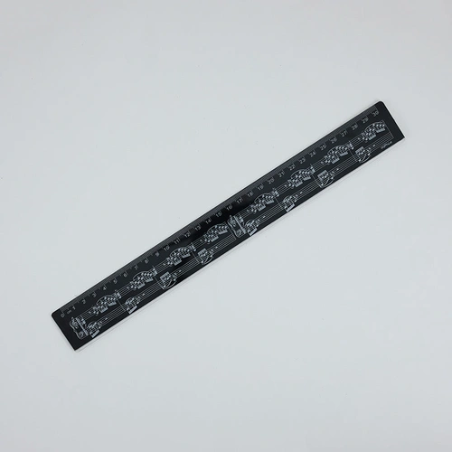30cm Black Music Ruler with White Manuscript - Acrylic
