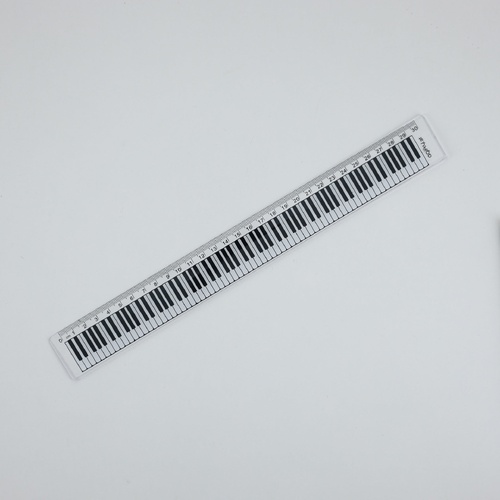 30cm Clear Music Ruler with White Piano Keyboard - Acrylic
