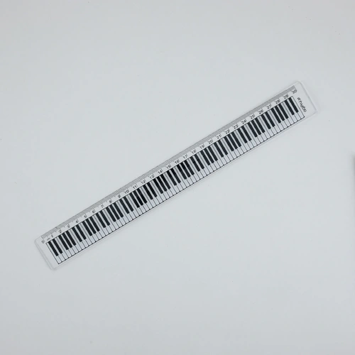 30cm Clear Music Ruler with White Piano Keyboard