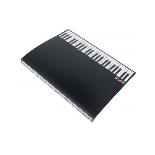 A4 Black Display Folder with White Piano Keyboard and 20 Clear Pockets