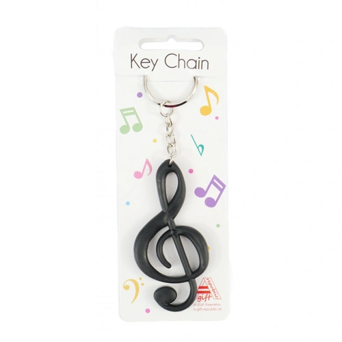 Treble Clef Keyring in Black Rubber