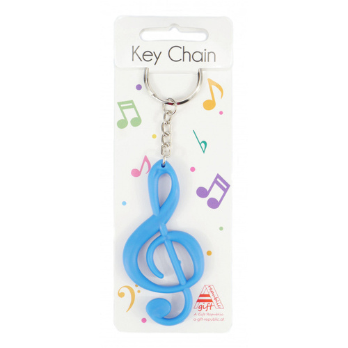Blue Rubber Treble Clef Keyring