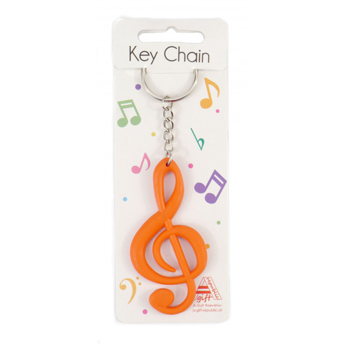 Treble Clef Red Rubber Keyring