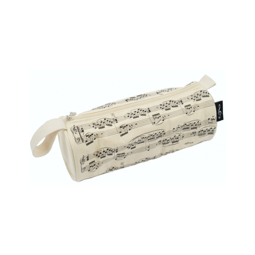 Creme Pencil Case with Black Manuscript
