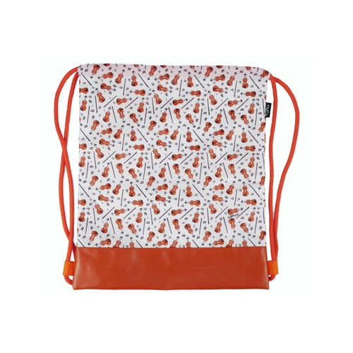 Creme Drawstring Bag with Violins and Bows