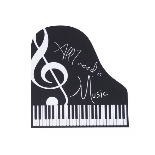 Grand Piano Shape Mouse Pad "All I Need is Music" - 21cm x 22cm, Polyester Top with Rubber Backing