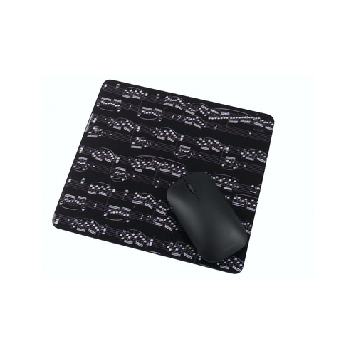 Music Mouse Pad Black and White Sheet Music 23x21 cm Polyester with Rubber Backing