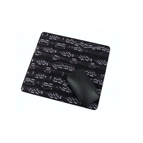Music Mouse Pad Black and White Manuscript 23x21 cm Polyester with Rubber Backing