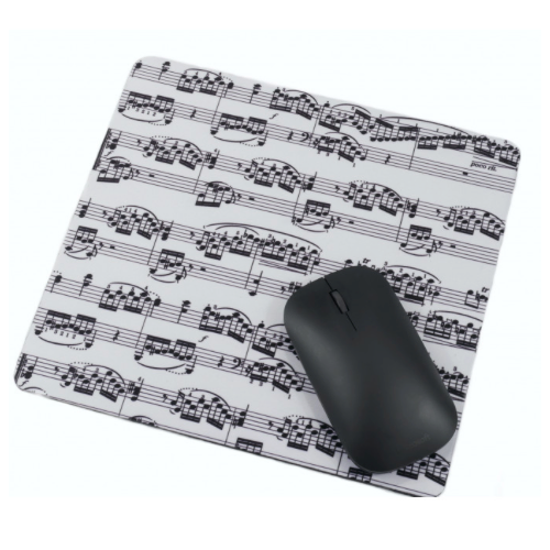 Music Mouse Pad - White with Black Manuscript