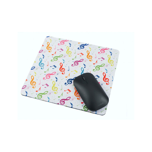 Colourful Notes and Clefs Music Mouse Pad - 23x21 cm, Polyester Top with Rubber Backing