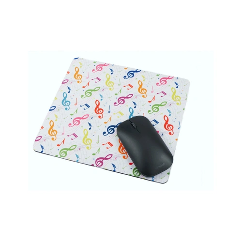 Colourful Notes and Clefs Music Mouse Pad 23x21 cm Polyester with Rubber Backing