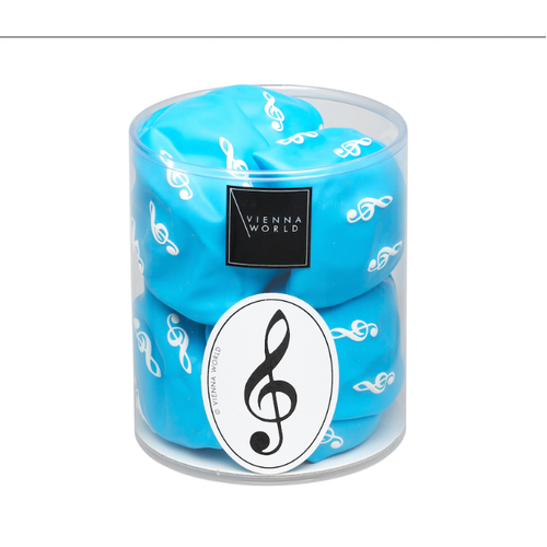 Blue Music Balloon with Black Treble Clefs
